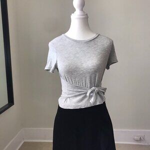 Aritzia Wilfred Ange Tie Front T-Shirt | Gray | Size M